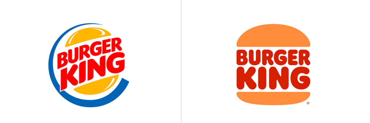 Burger King logo before and after 2021 retro rebrand